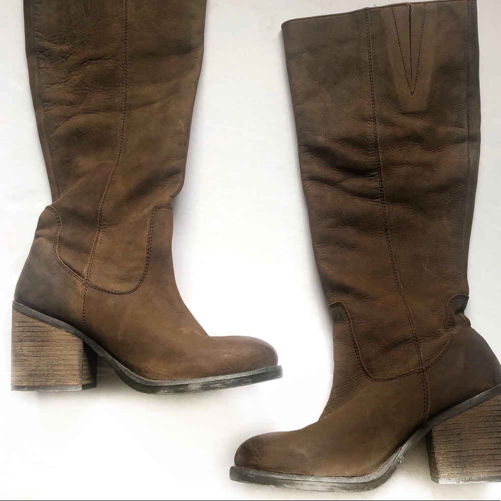 Leather knee high boots  MIA stack heel